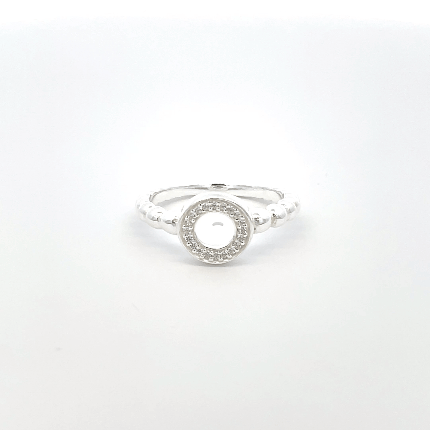 925 Silver Beaded Halo Ring