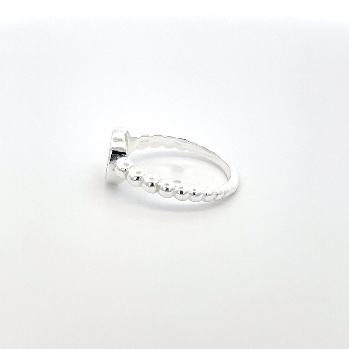 925 Silver Beaded Halo Ring