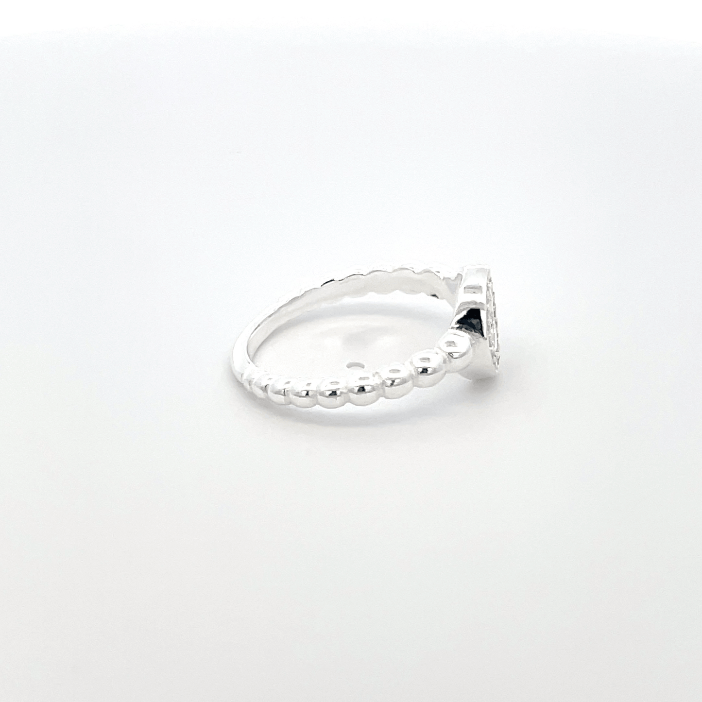 925 Silver Beaded Halo Ring
