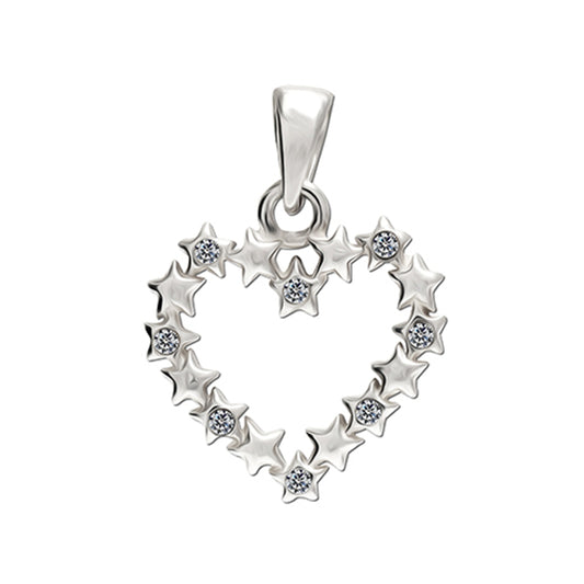 Sternenherz-Anhänger aus 925er Sterlingsilber mit Zirkonia-Akzenten