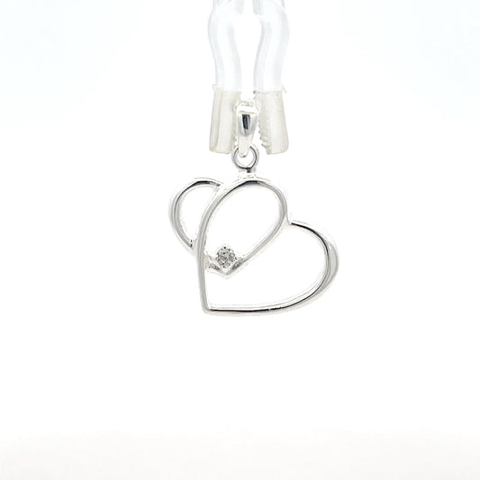 Doppelherz-Anhänger aus 925er Sterlingsilber mit Zirkonia-Akzent