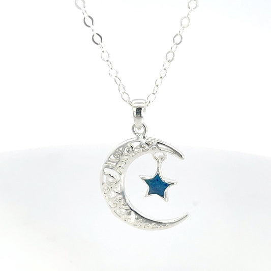 Halbmond-Halskette aus 925er Silber mit Zirkonia-Akzenten