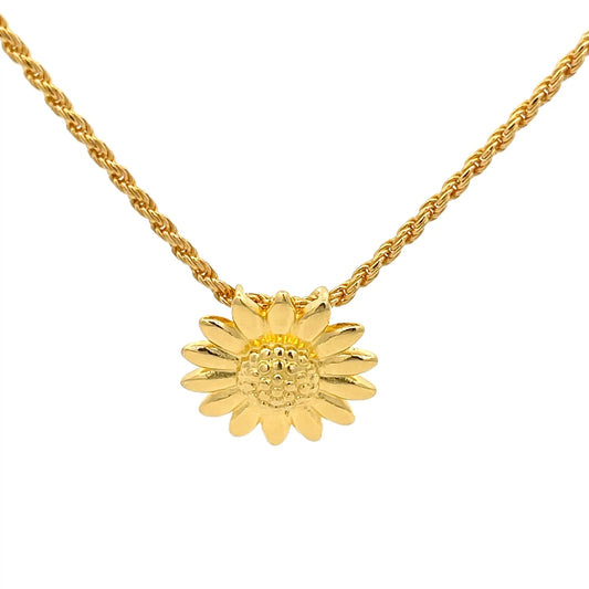Halskette aus 925er Sterlingsilber, 14 Karat vergoldet, mit floralem Anhänger