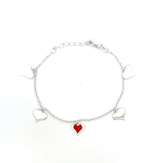 925er Silber Kinder-Herzanhänger-Armband