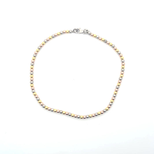 Perlenfußkettchen aus 925er Sterlingsilber mit goldenen Akzenten – Everyday Glow