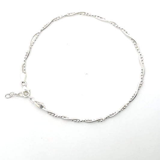 Fußkettchen aus 925er Sterlingsilber mit Strukturkette – minimalistischer Stil