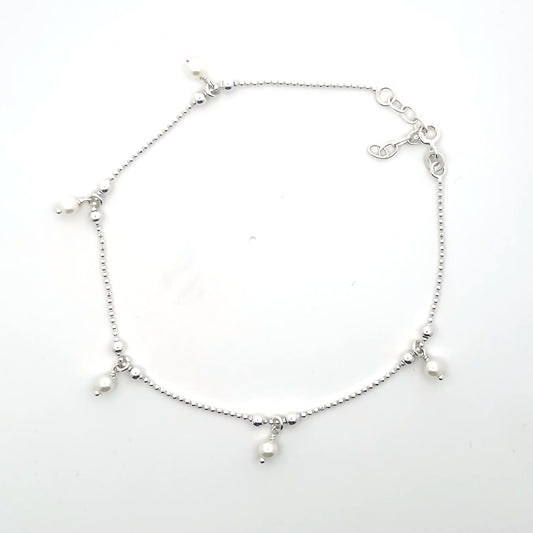 Fußkettchen aus 925er Silber mit Perlen