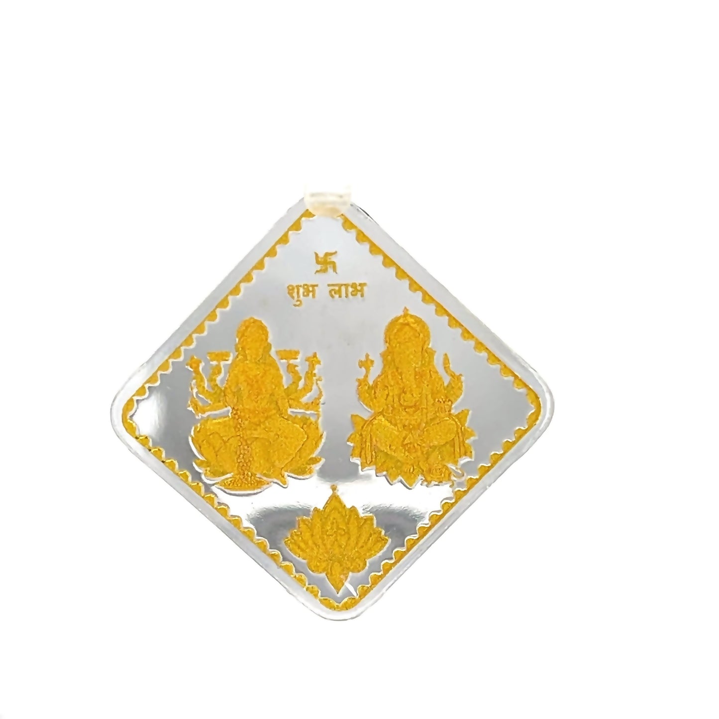 999 10g Laxmi Ganesh Diamond shape coin with gold polish