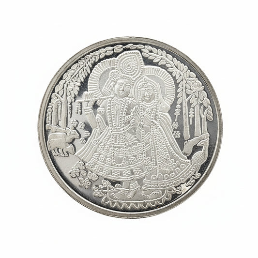 999er Silbermünze, 10 g, Radha Krishna