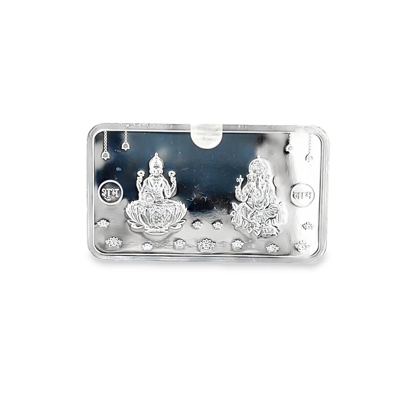 999 Silver 10g Lakshmi Ganesh Rectangular Coin with Yantra
