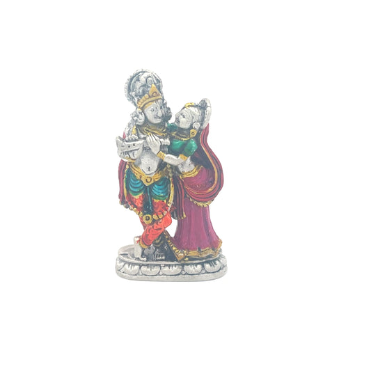 925 Silber Radha Krishna Idol – Farbig