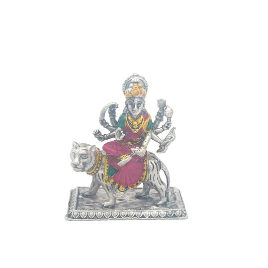 925 Silber Göttin Durga Idol – Farbig