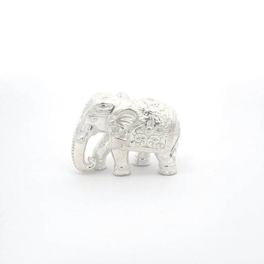 925 Silber Elefanten-Idol – Gehend mit verzierter Decke