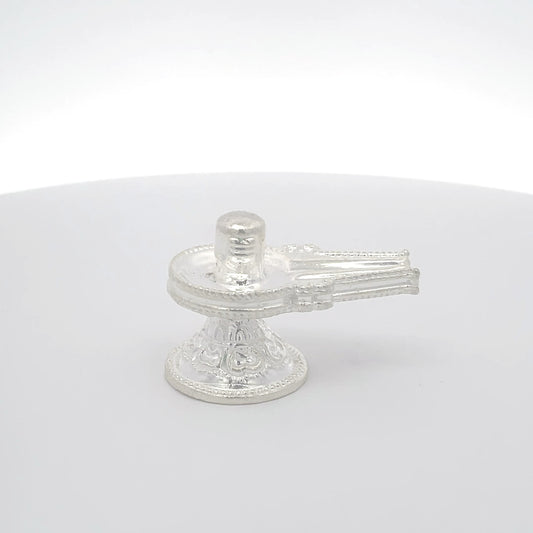 Shivling-Idol aus 925er Silber – dekorativ geschnitzter Sockel