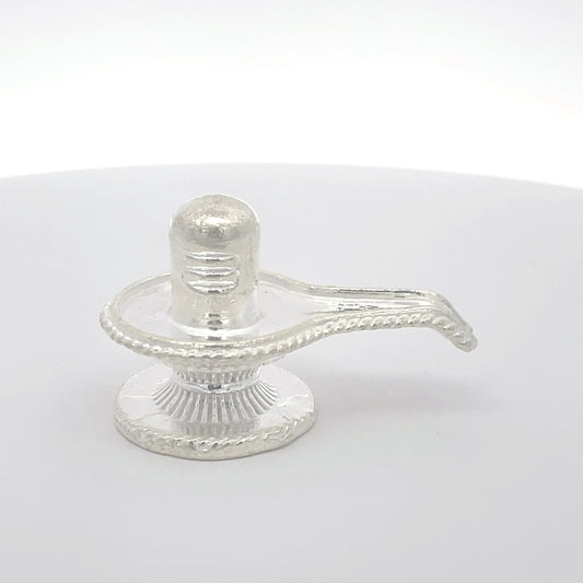 Shivling-Idol aus 925er Silber – rundes Basisdesign