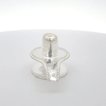 Shivling-Idol aus 925er Silber – rundes Basisdesign