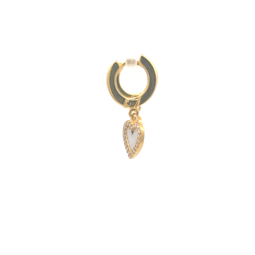Huggie drop heart mother of pearl earring