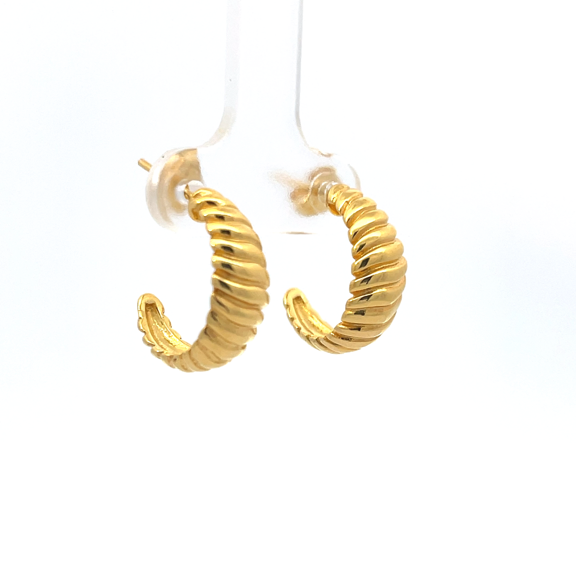 925 Silver Textured Hoop Earrings with Gold Plating
