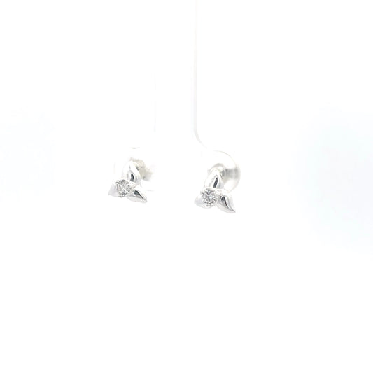 925 Silver Flower Stud Earrings with Crystal Accent