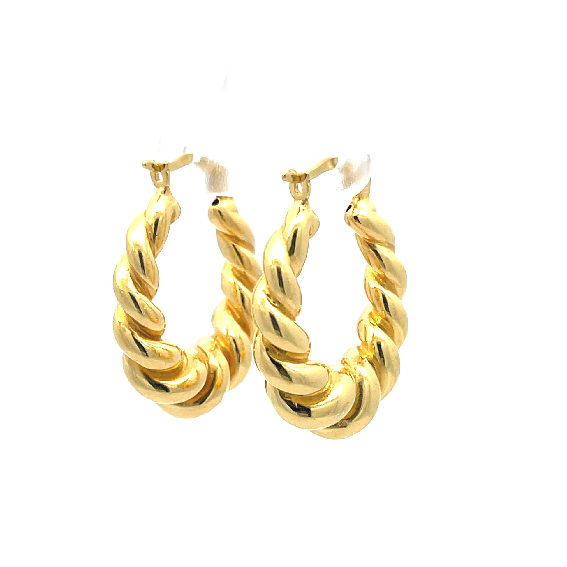 925 Silver Gold-Plated Twisted Hoop Earrings
