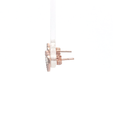 925 Silver Heart-Shaped Stud Earrings with Rose Gold Plating