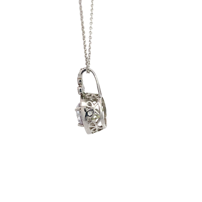 Chain with round zircon pendant with oxidised finish