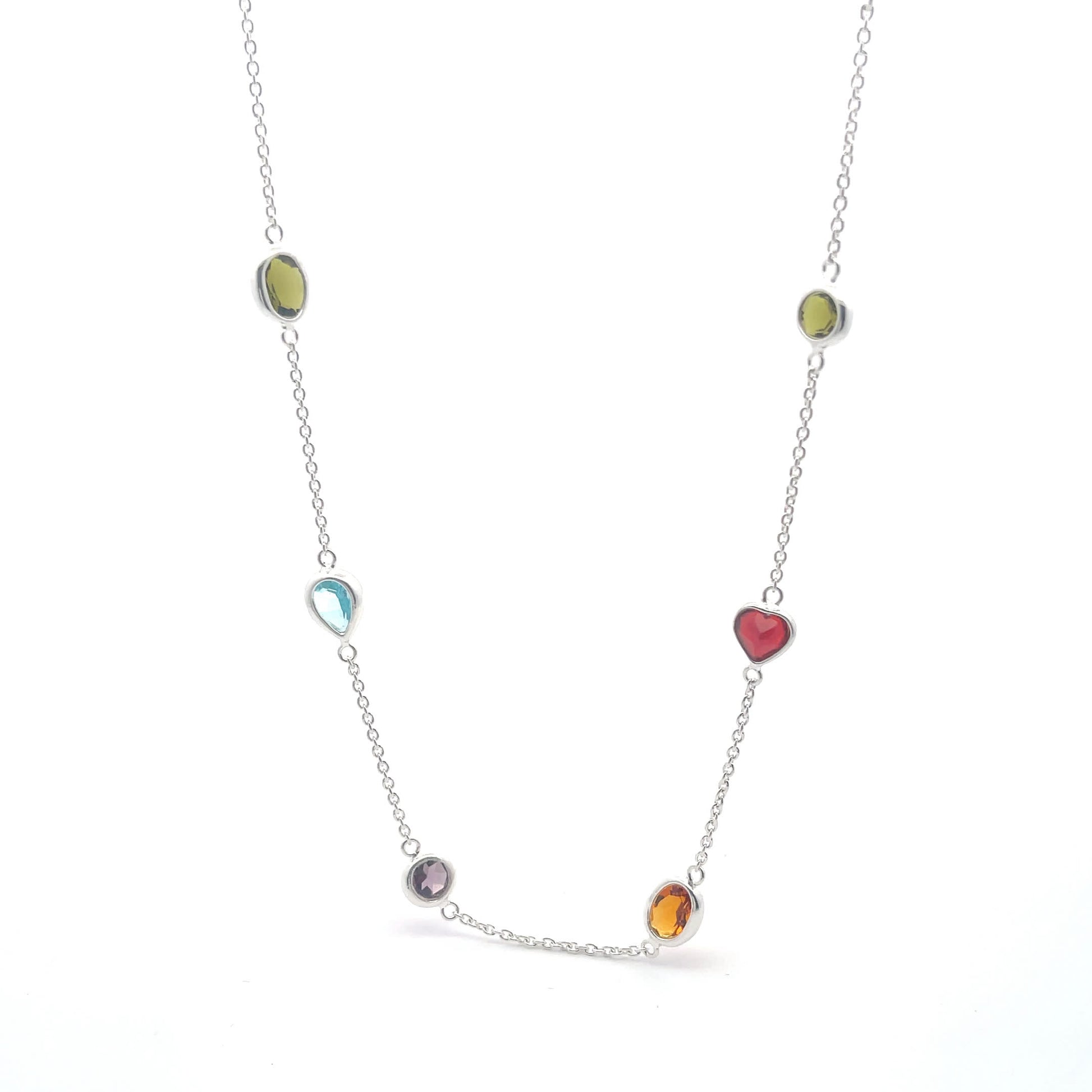 925 Silver Multi-Stone Necklace for Women and Teens
