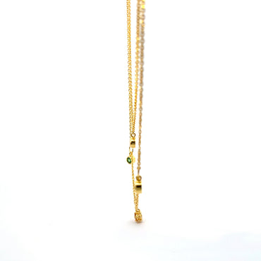 925 Silver Gold-Plated Layered Necklace with Colorful Stones for Women and Teens