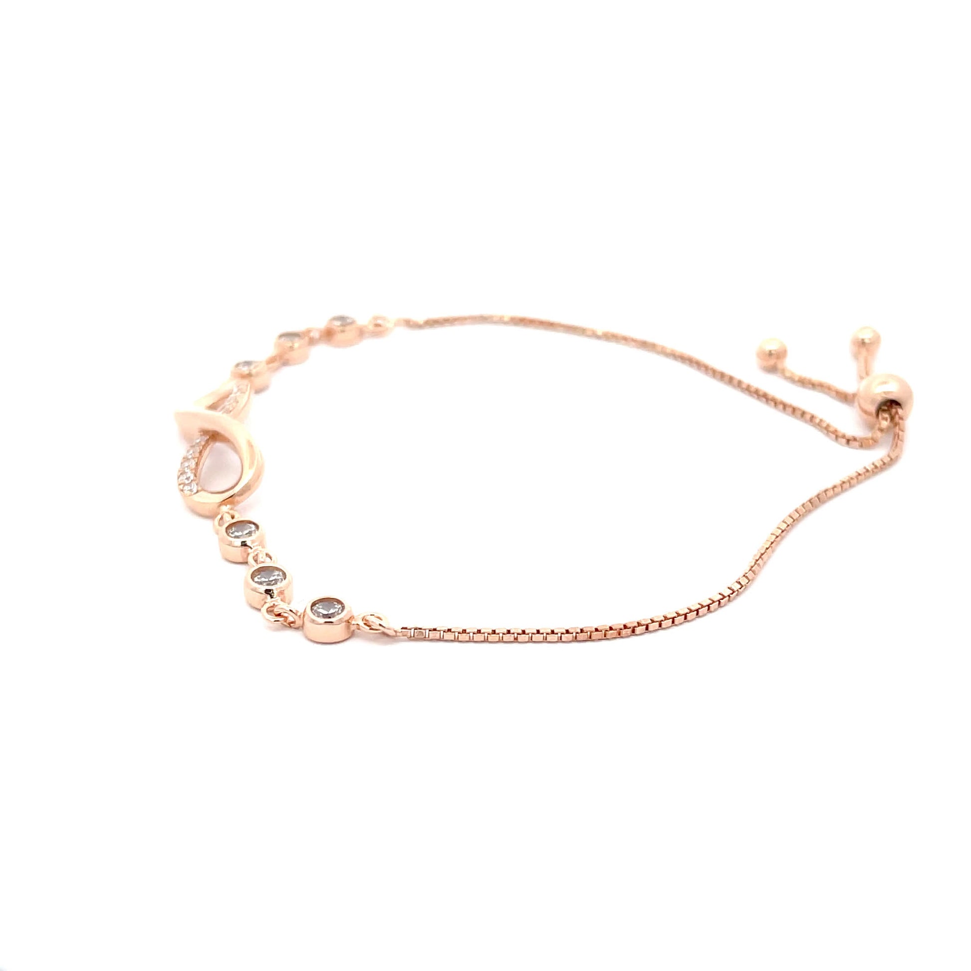 Adjustable rose gold infinity bracelet
