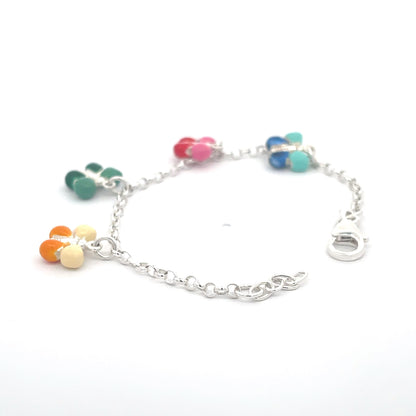 925 Sterling Silver Kids Bracelet with Colorful Butterfly Charms