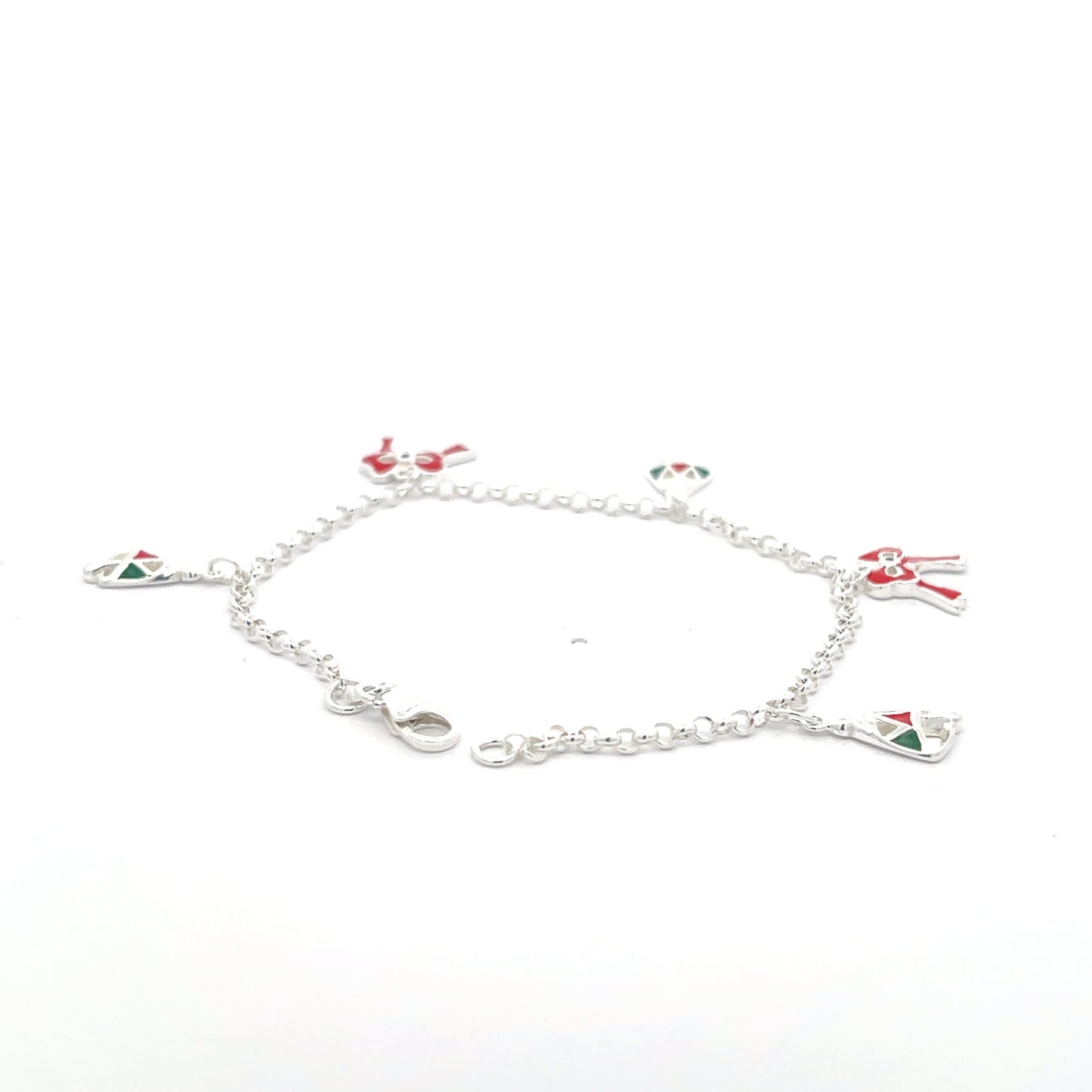 925 Sterling Silver Christmas Ribbon Charm Bracelet