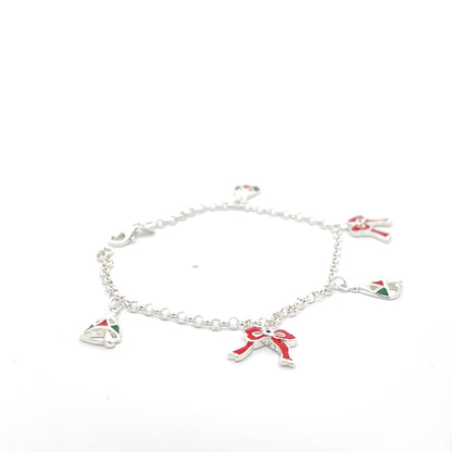 925 Sterling Silver Christmas Ribbon Charm Bracelet