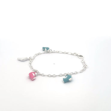 925 Sterling Silver Kids Charm Bracelet with Colorful Enamel Charms