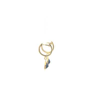 Huggie drop earring with black stone