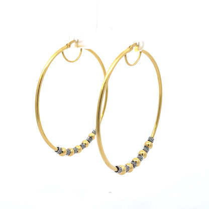 925 Silver Gold-Plated Hoop Earrings with Silver and Black Accents