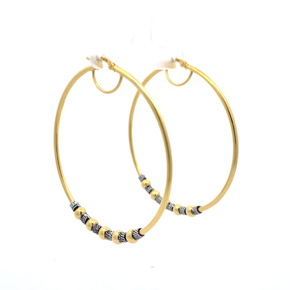 925 Silver Gold-Plated Hoop Earrings with Silver and Black Accents