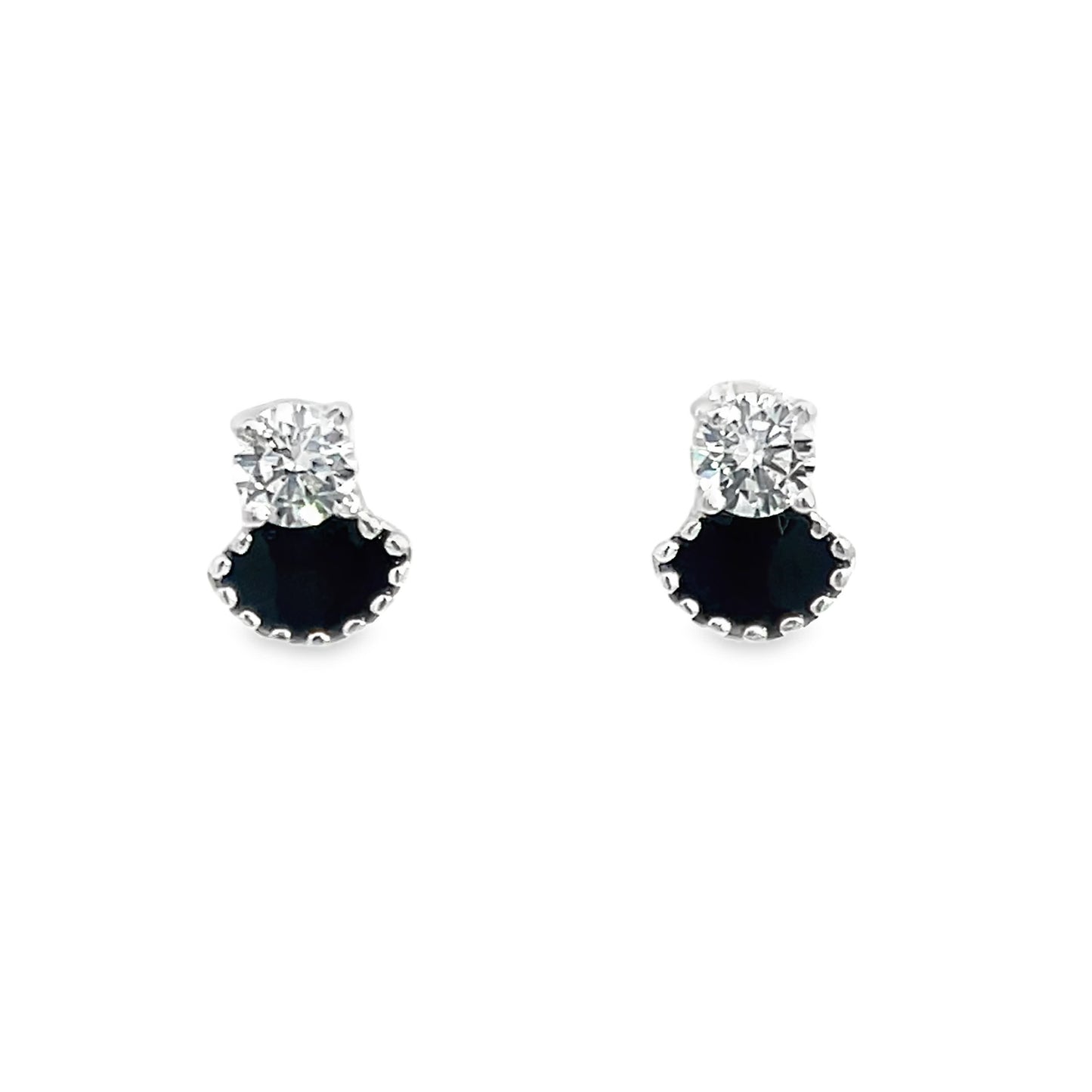 925 Silber Blumen Ohrstecker mit schwarzer Emaille