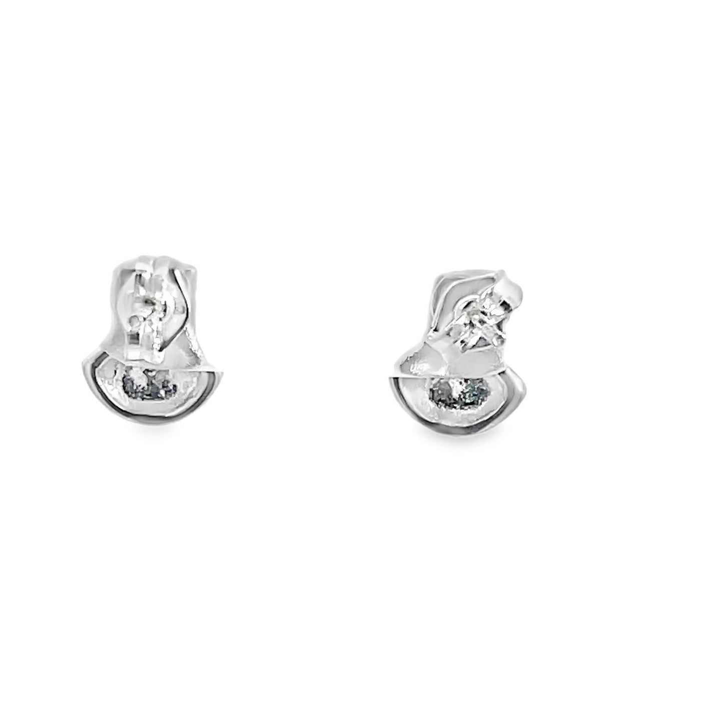 925 Silber Blumen Ohrstecker mit schwarzer Emaille