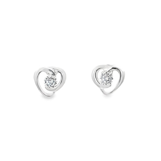 925 Silver Heart-Shaped Crystal Stud Earrings