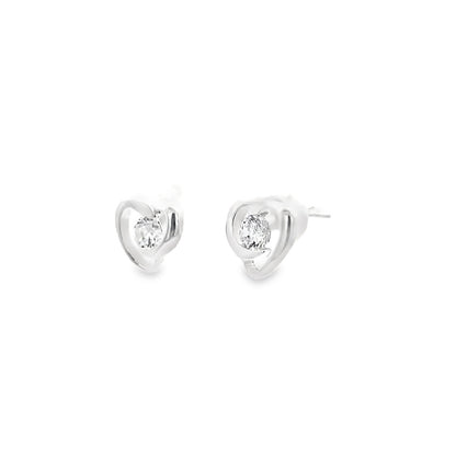 Herzförmige Ohrstecker aus 925er Silber mit Kristallen