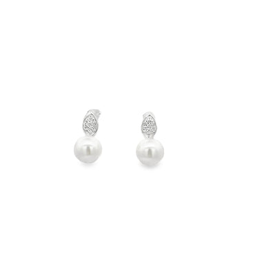 925 Silver Pearl and Crystal Stud Earrings