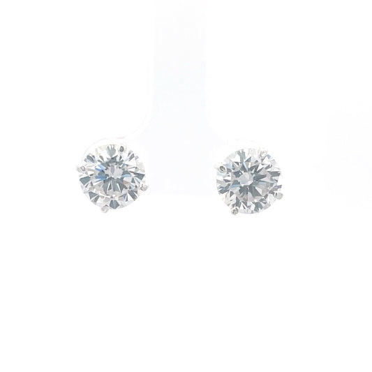 925 Silver Round Crystal Stud Earrings
