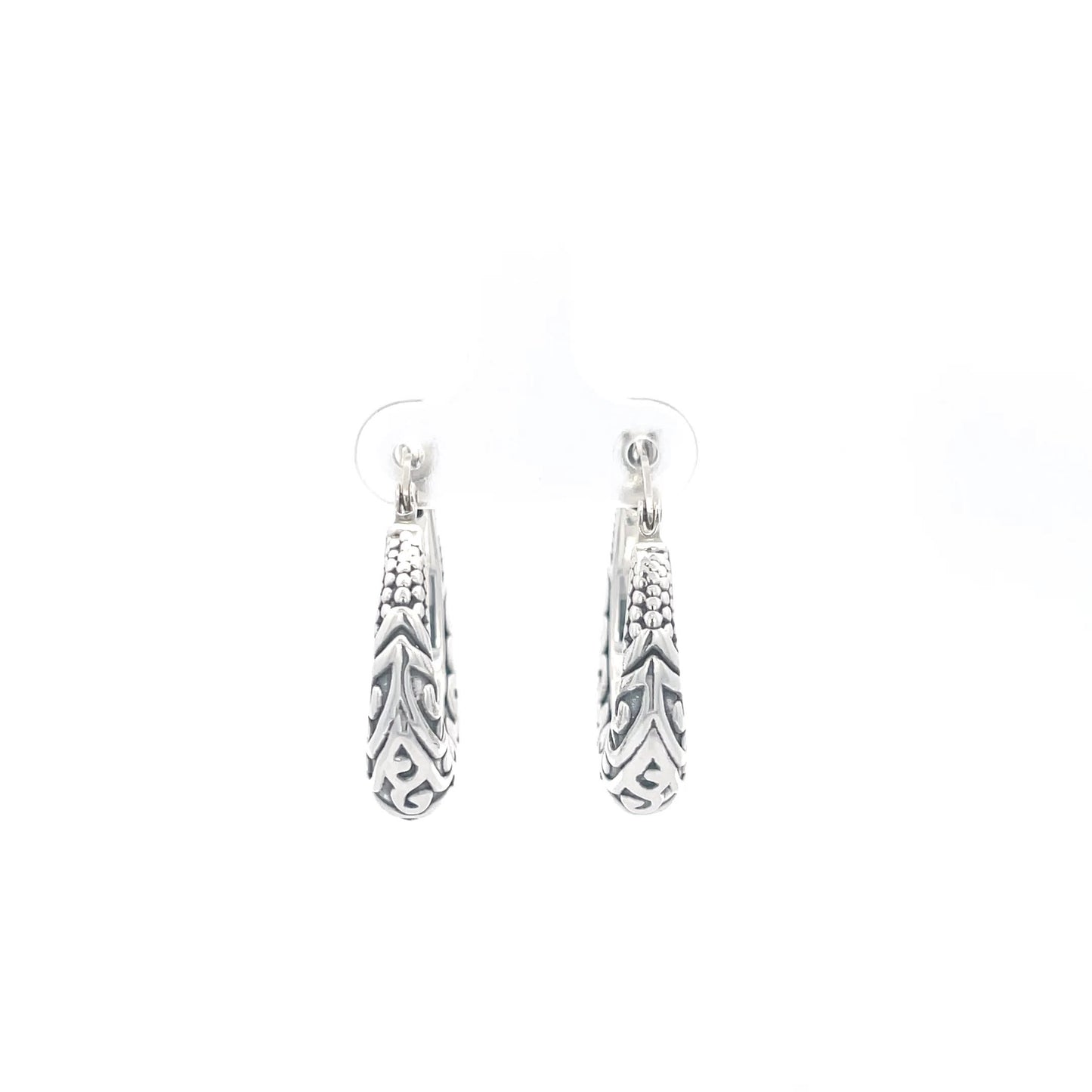 925 Silver Engraved Hoop Earrings with Intricate Design