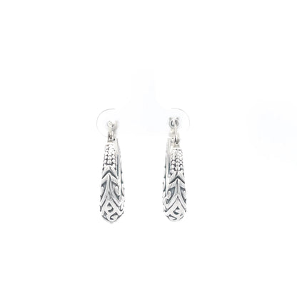 925 Silver Engraved Hoop Earrings with Intricate Design