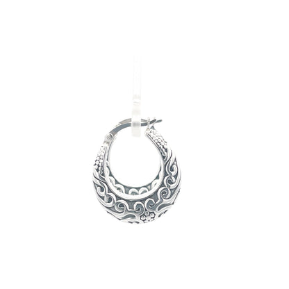 925 Silver Engraved Hoop Earrings with Intricate Design