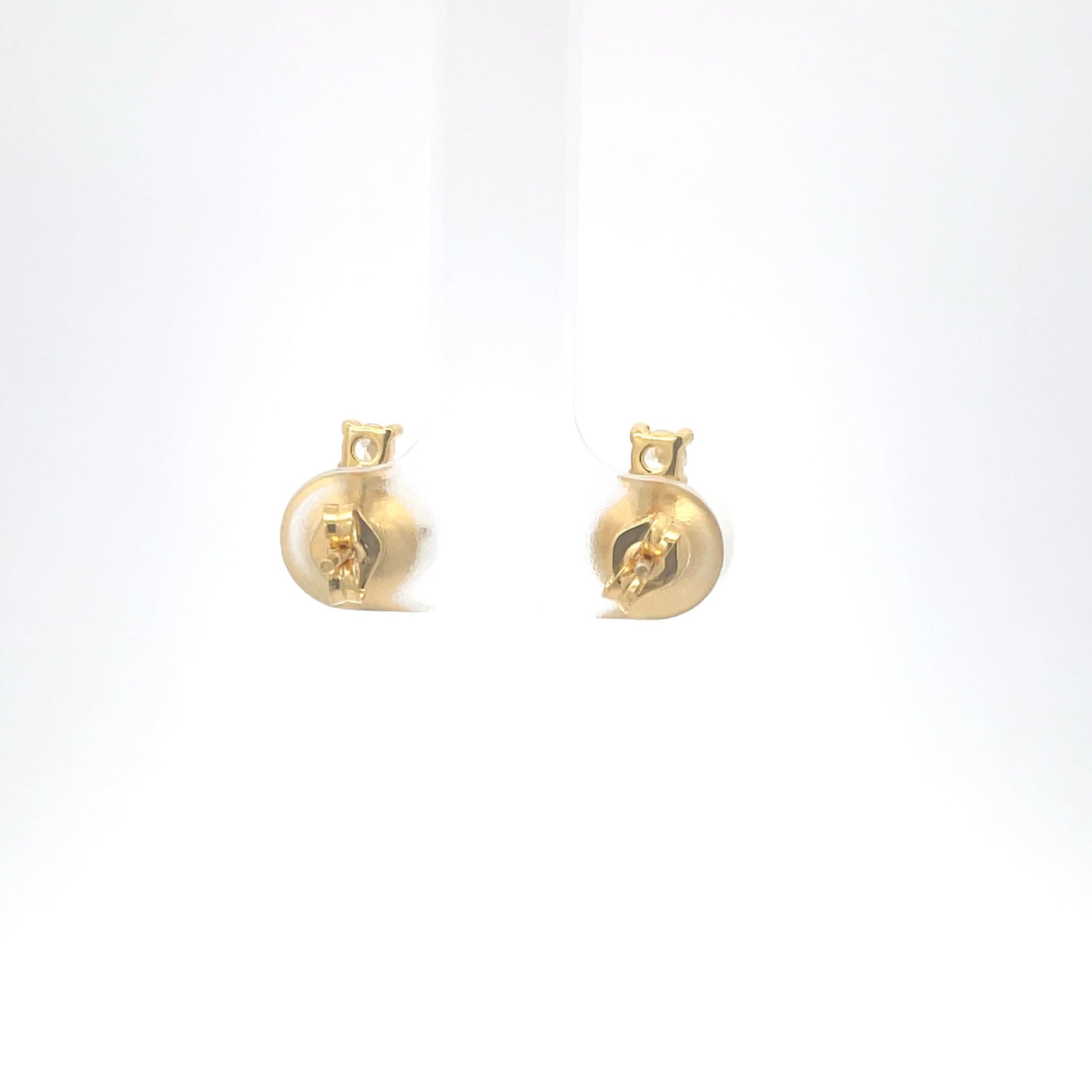 925 Silver Pearl Stud Earrings with Yellow Gold Plating