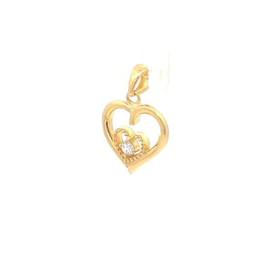 Gold-Plated Double Heart Pendant with Cubic Zirconia Accents