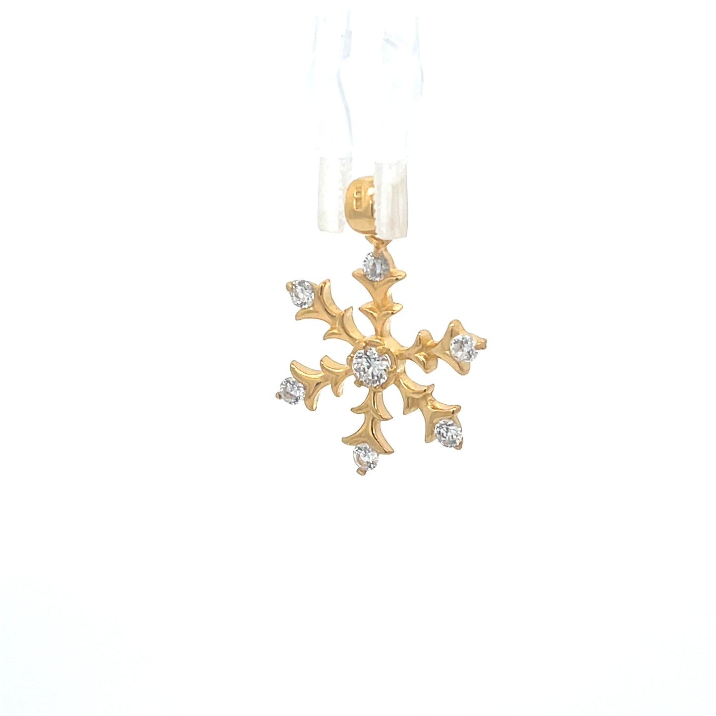 Gold-Plated Snowflake Pendant with Cubic Zirconia