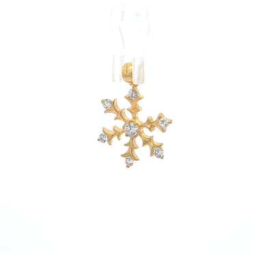 Gold-Plated Snowflake Pendant with Cubic Zirconia