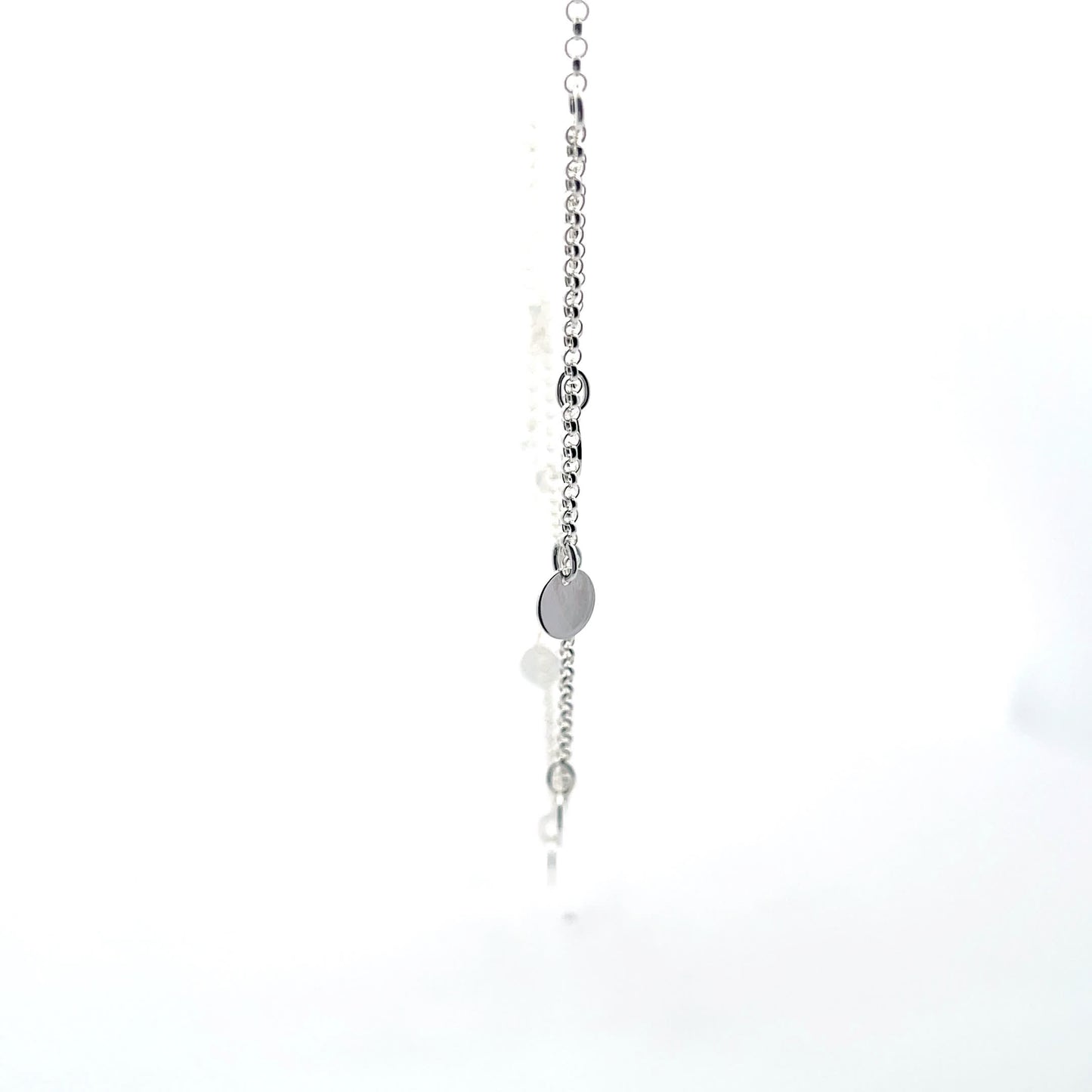 925 Silver Layered Necklace with Silver Disks for Women and Teens